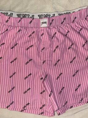 PINK Victoria's Secret Pink Stripe 'Love Pink' Boxer Shorts